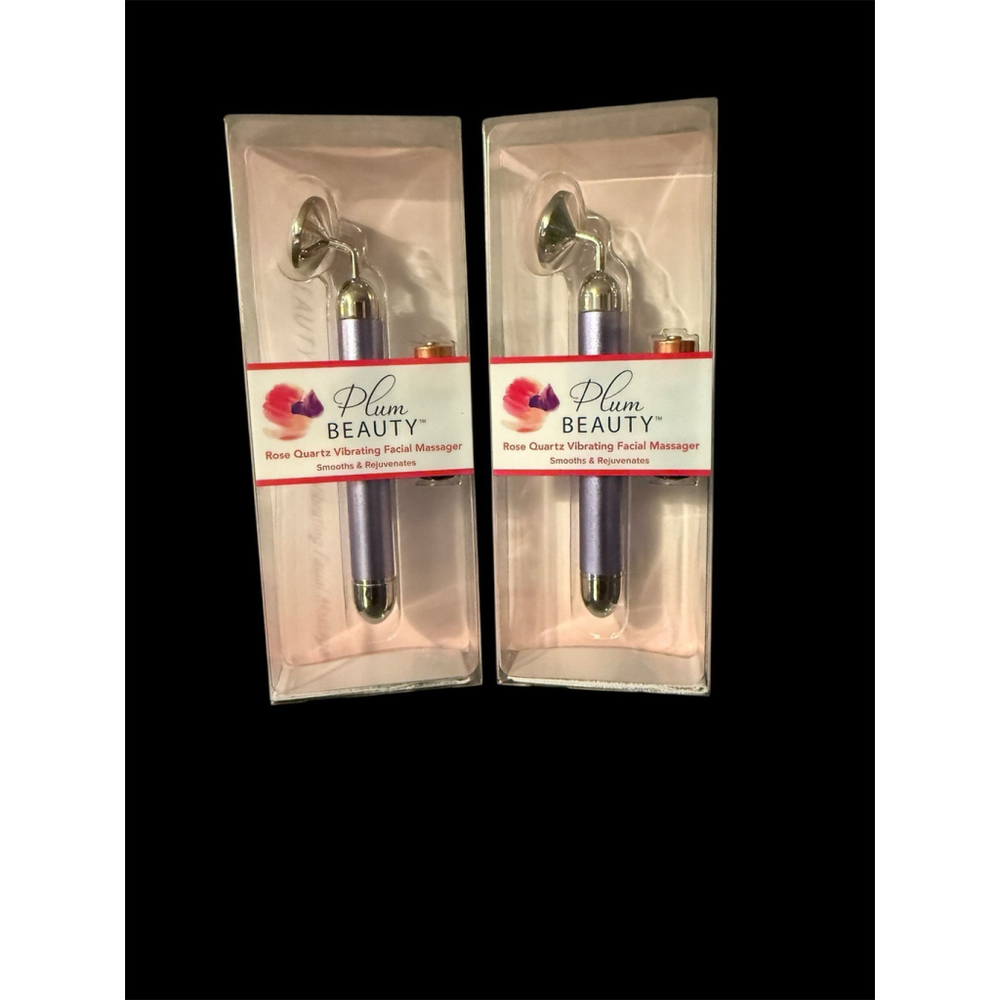 Plum Beauty Rose Quartz Vibrating Facial Massager Bundle of 2